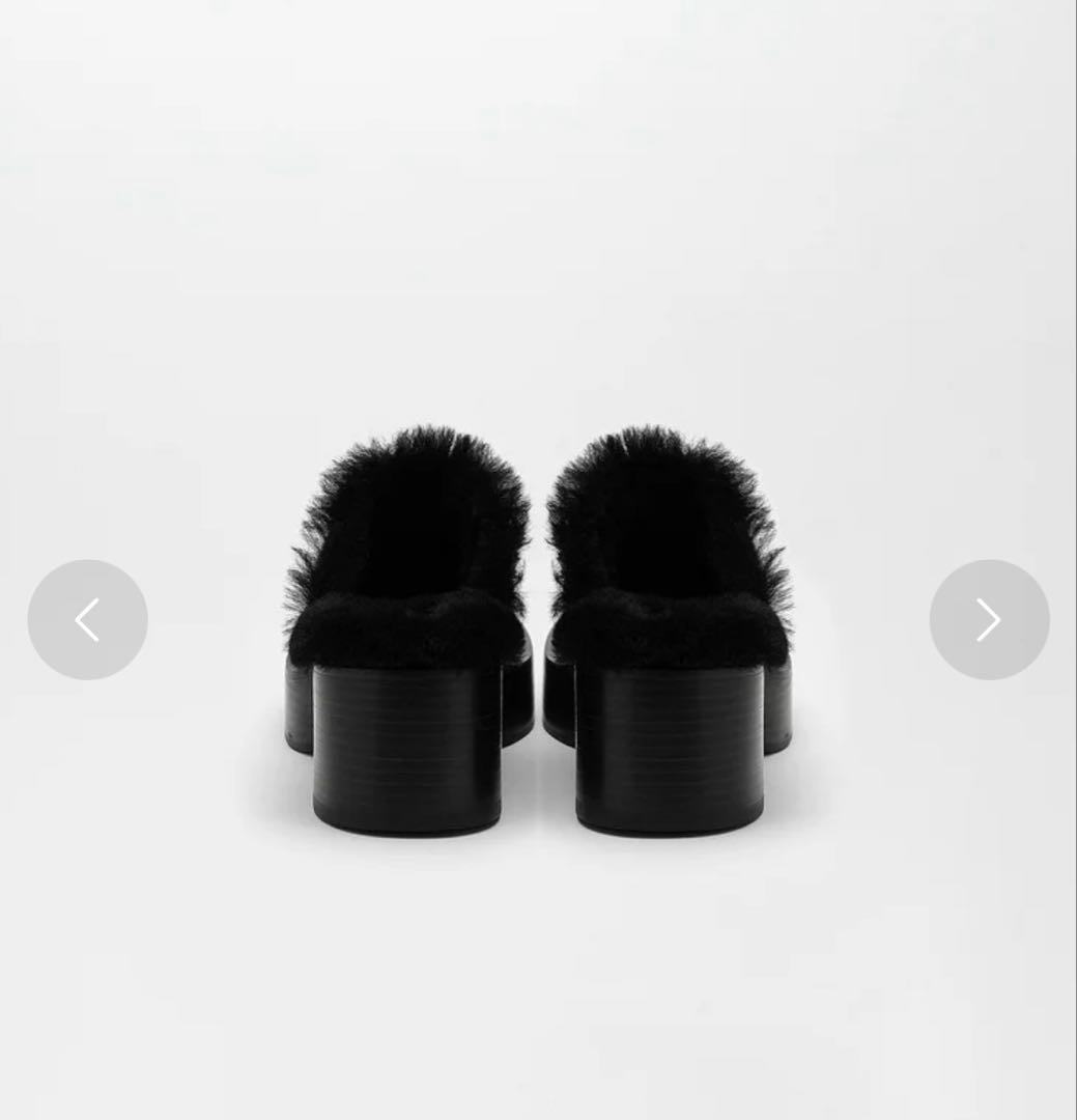 ALM VIVLOS LEATHER MULES （Fur Black）36