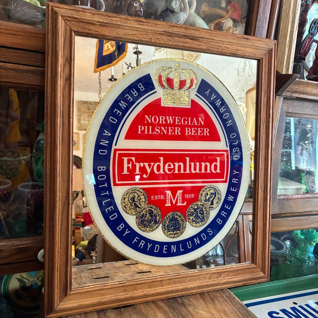 Frydenlundアメリカアンティーク　鏡パブミラー北欧ノルウェー酒USA看板