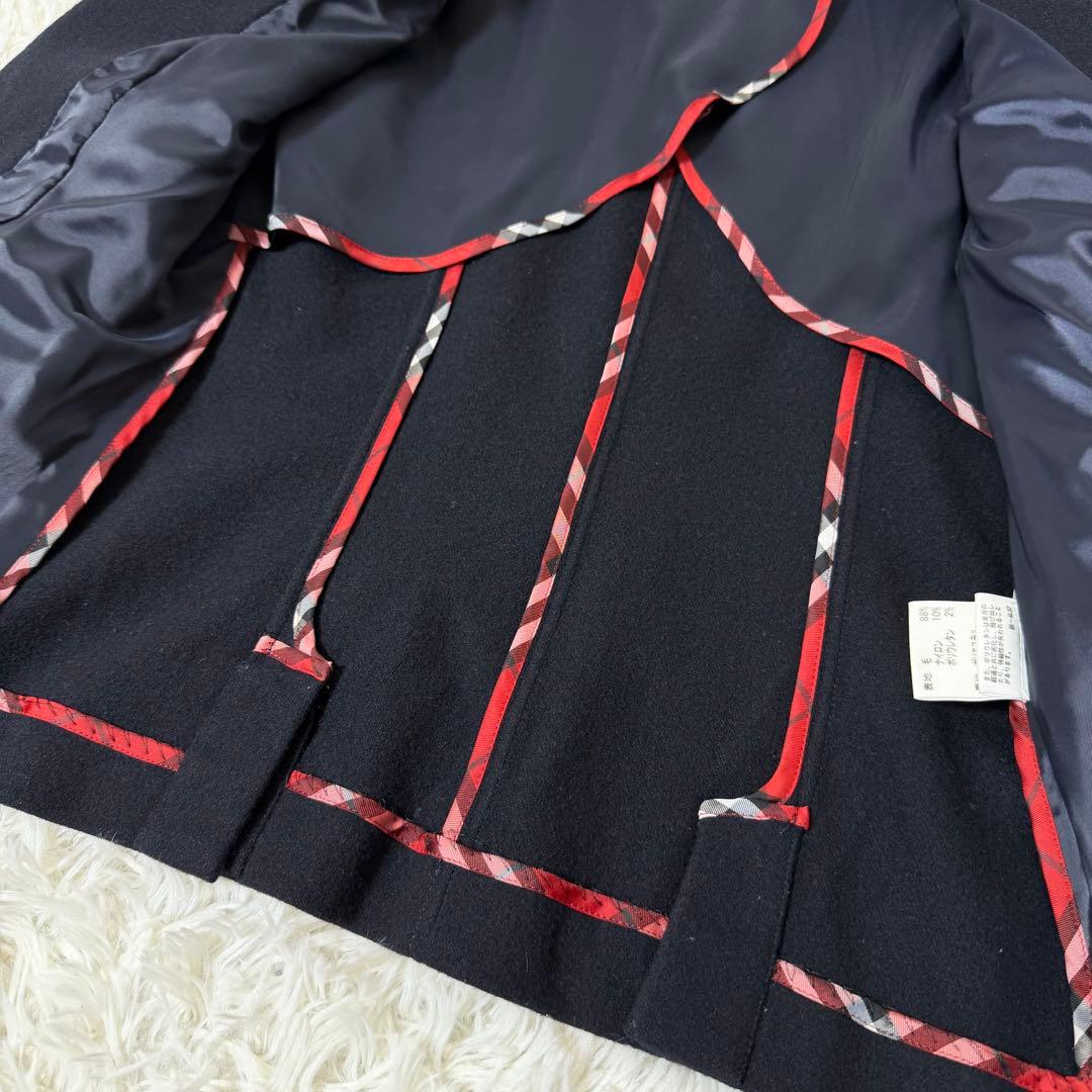 バーバリーブルーレーベル テーラードジャケット ロゴ釦 ノバチェック 38