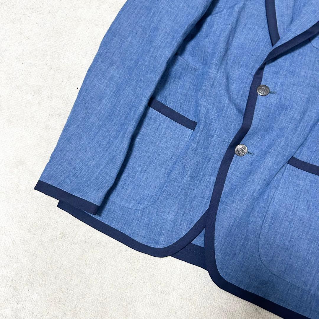 極美品　ラルディーニ　デニム調　テーラードジャケット　アンコンジャケット　リネン