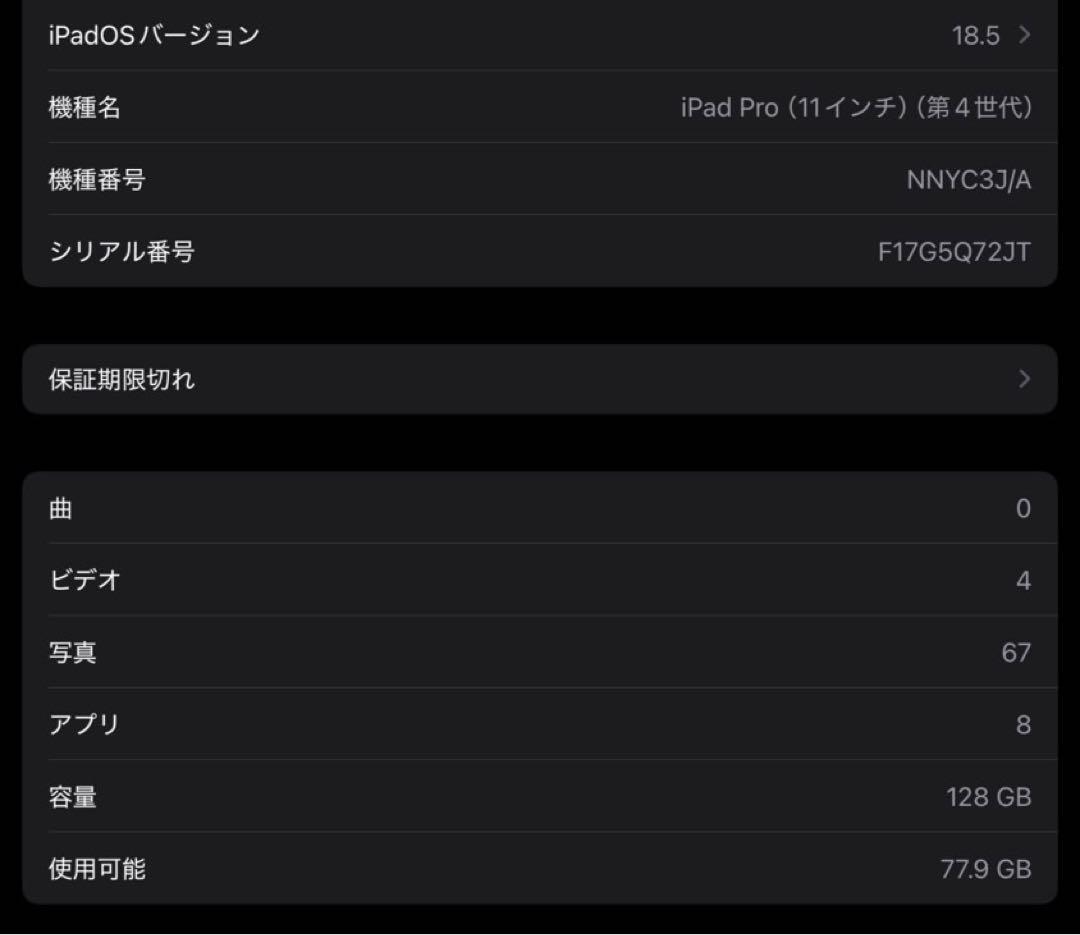 iPadPro 第4世代 11インチ Wifiモデル