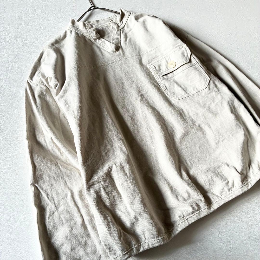 45R　現行　でこぼこ天竺の908アウターTシャツ　刺繍入　アンティークホワイト