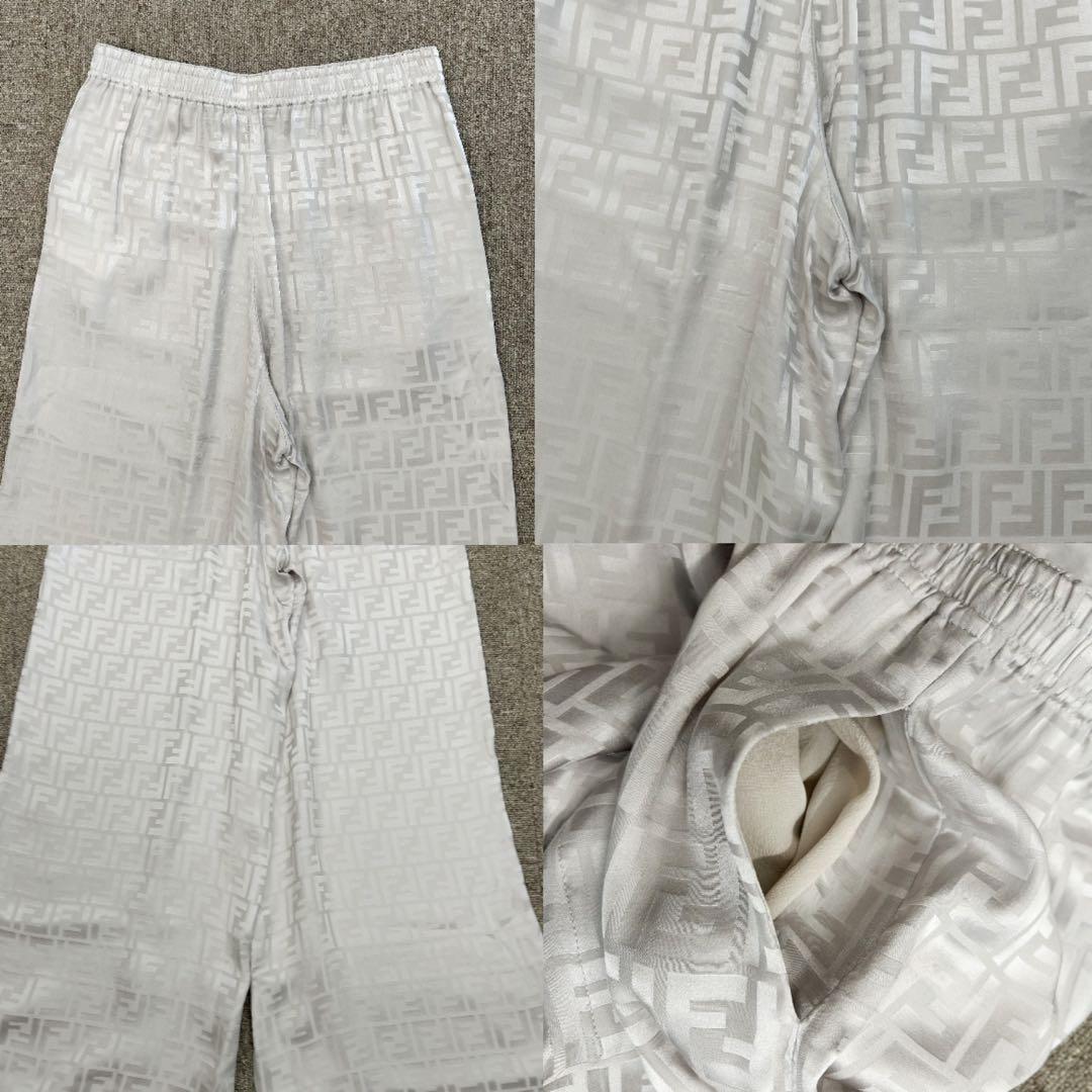 FENDI フェンディ　ズッカ　23年　シルク　パンツ　３８　M　グレー