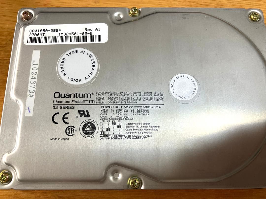 内蔵型ハードディスクドライブ Fujitsu MPC3084AT ATA-3 8.4GB