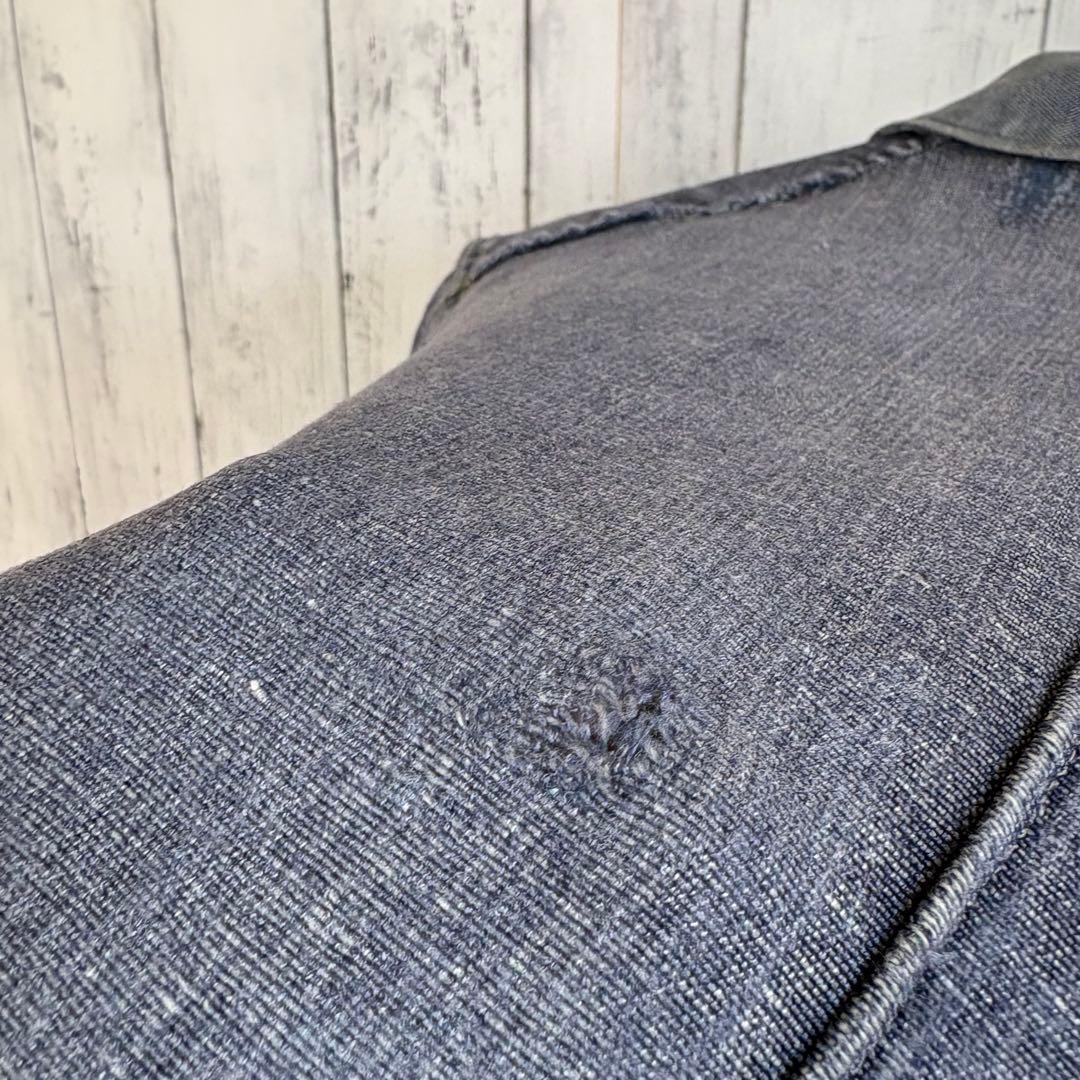 40s フレンチ インディゴリネン カバーオール ワークジャケット ユーロ 襤褸