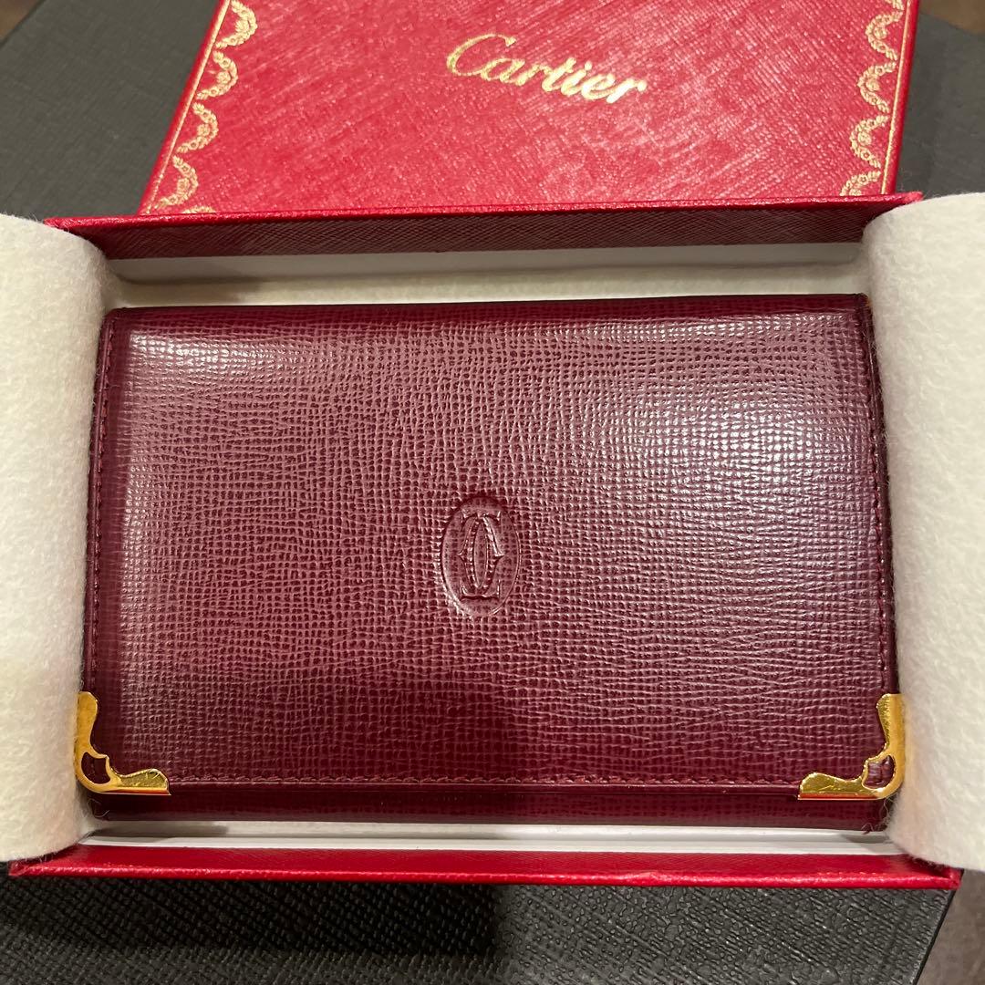 カルティエ マストライン 名刺入れ カードケース パスケース レザー ボルドー