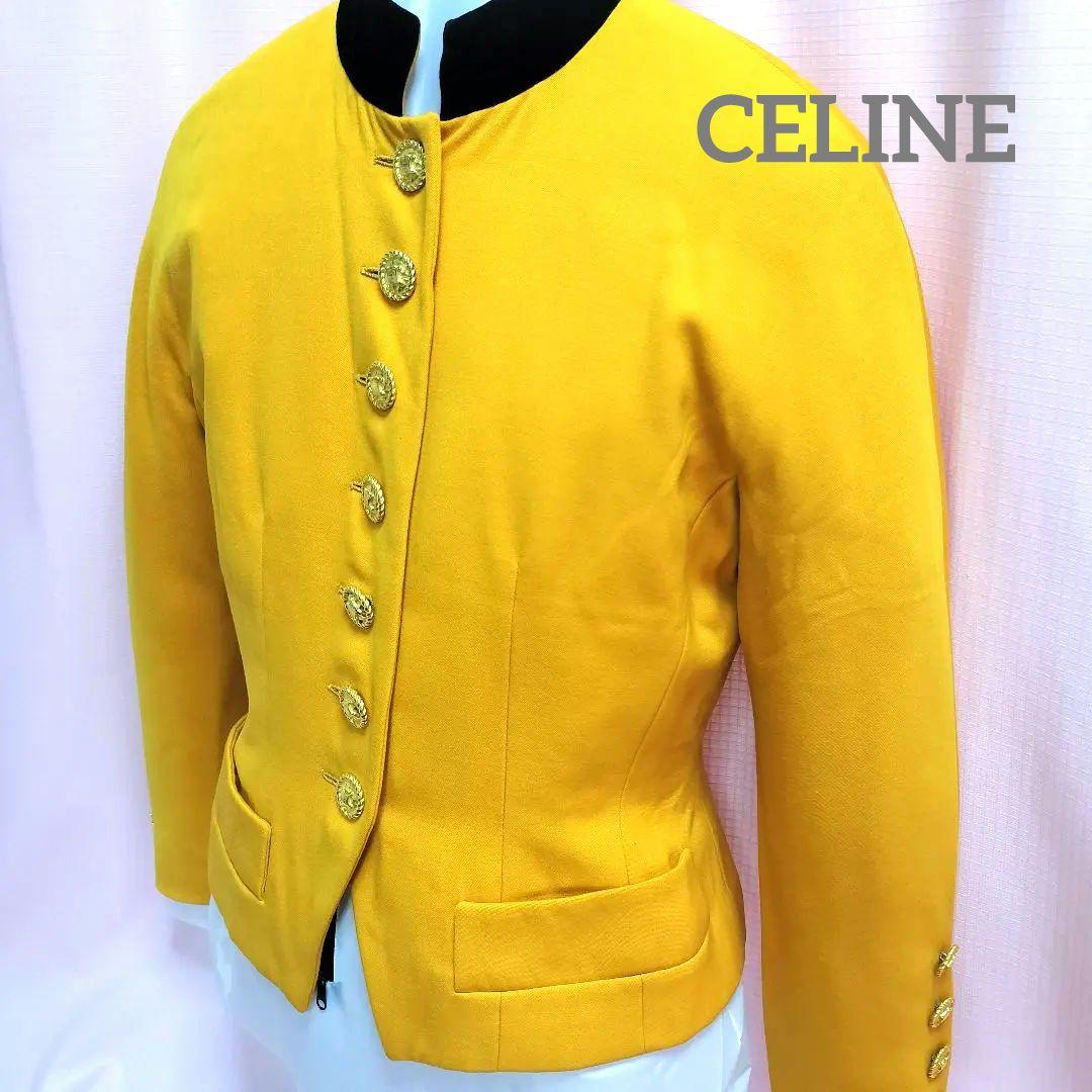 フランス製 Vintage CELINE 金ボタンショート丈 ジャケット　黄色