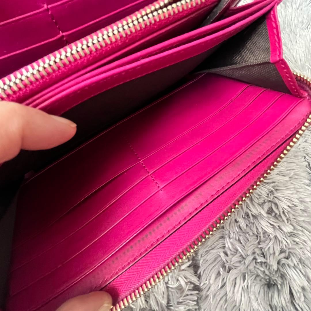 美品✨GUCCI ラウンドファスナー　Wシマ　インターロッキング　パープル