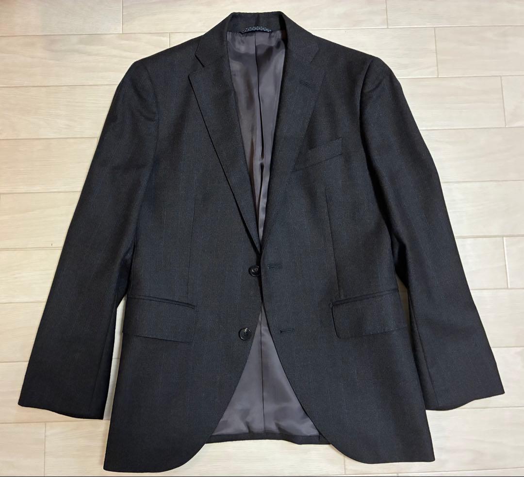 【E.thomas・美品・160-8】サキソニー ブラウン スーツ