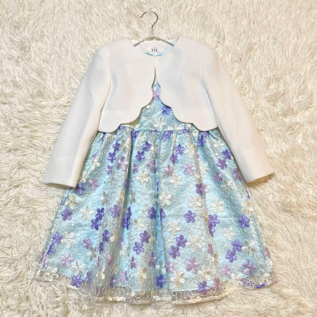 anyFAM フォーマルドレスワンピース花柄刺繍　110cm 七五三入学式発表会