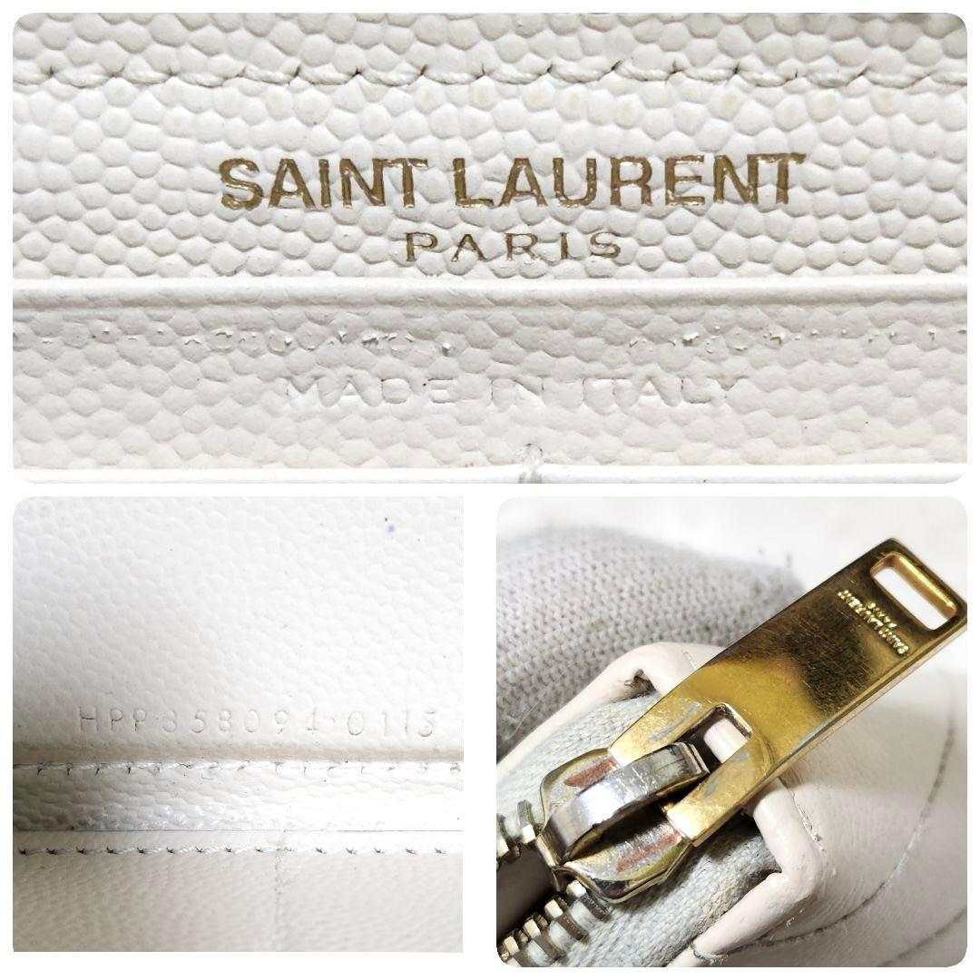 ✨極美品✨サンローラン　長財布　ラウンドファスナー ホワイトベージュ