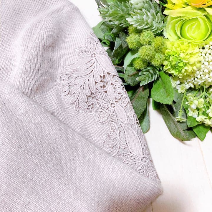 Apuweiser-riche❤︎袖刺繍アンゴラニットワンピース