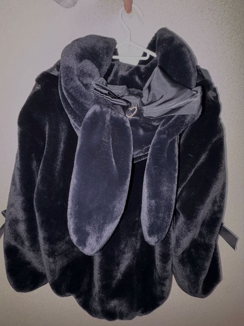 最終値下げLIZLISA リボンうさみみファーブルゾン ブラック