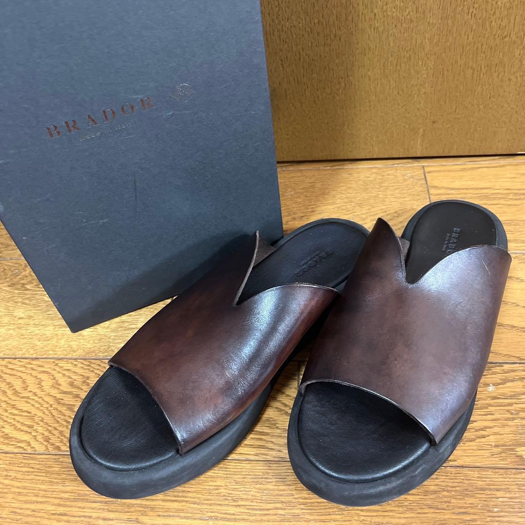 BRADOR 厚底レザーサンダル　38 ダークブラウン　　ブラドール　イタリア製