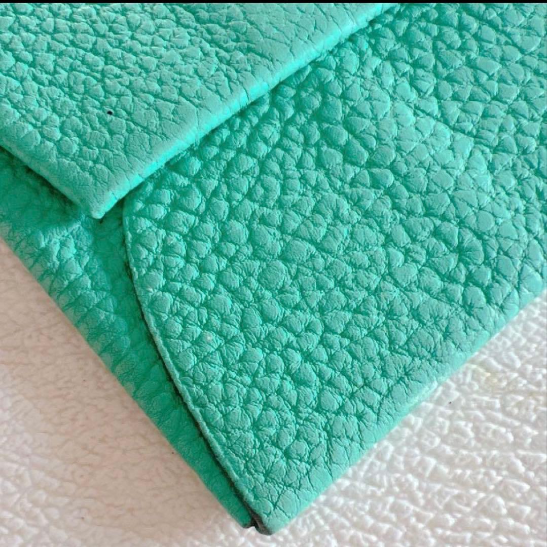ひつじ様エルメス ケース バスティア グリーン ミント 美品 小銭入レザー
