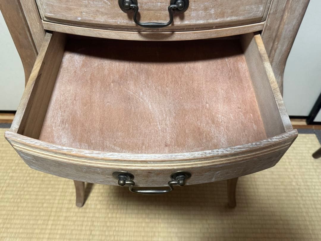 アンティーク調 サイドテーブル　花台 二段　インテリア シャビーシック シャビー