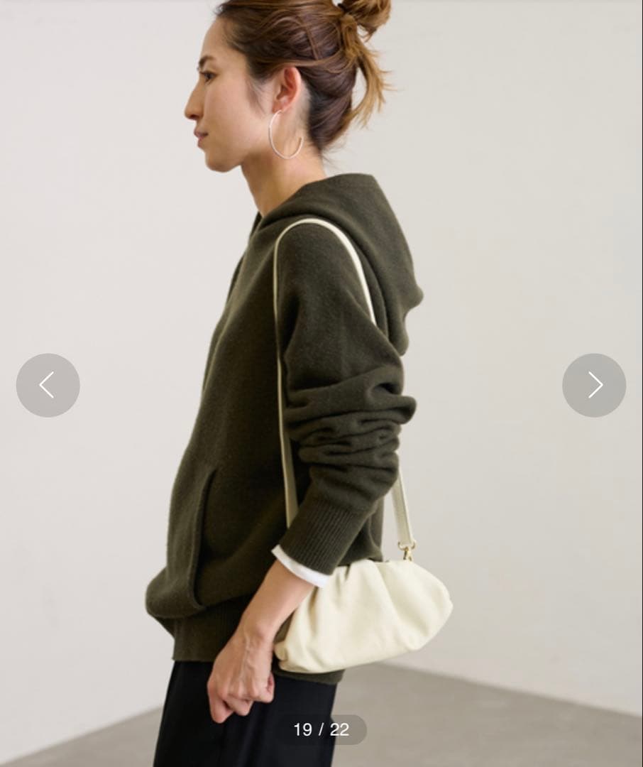 FRAMeWORK ウールカシミヤ フード パーカー ニット ダークグリーン