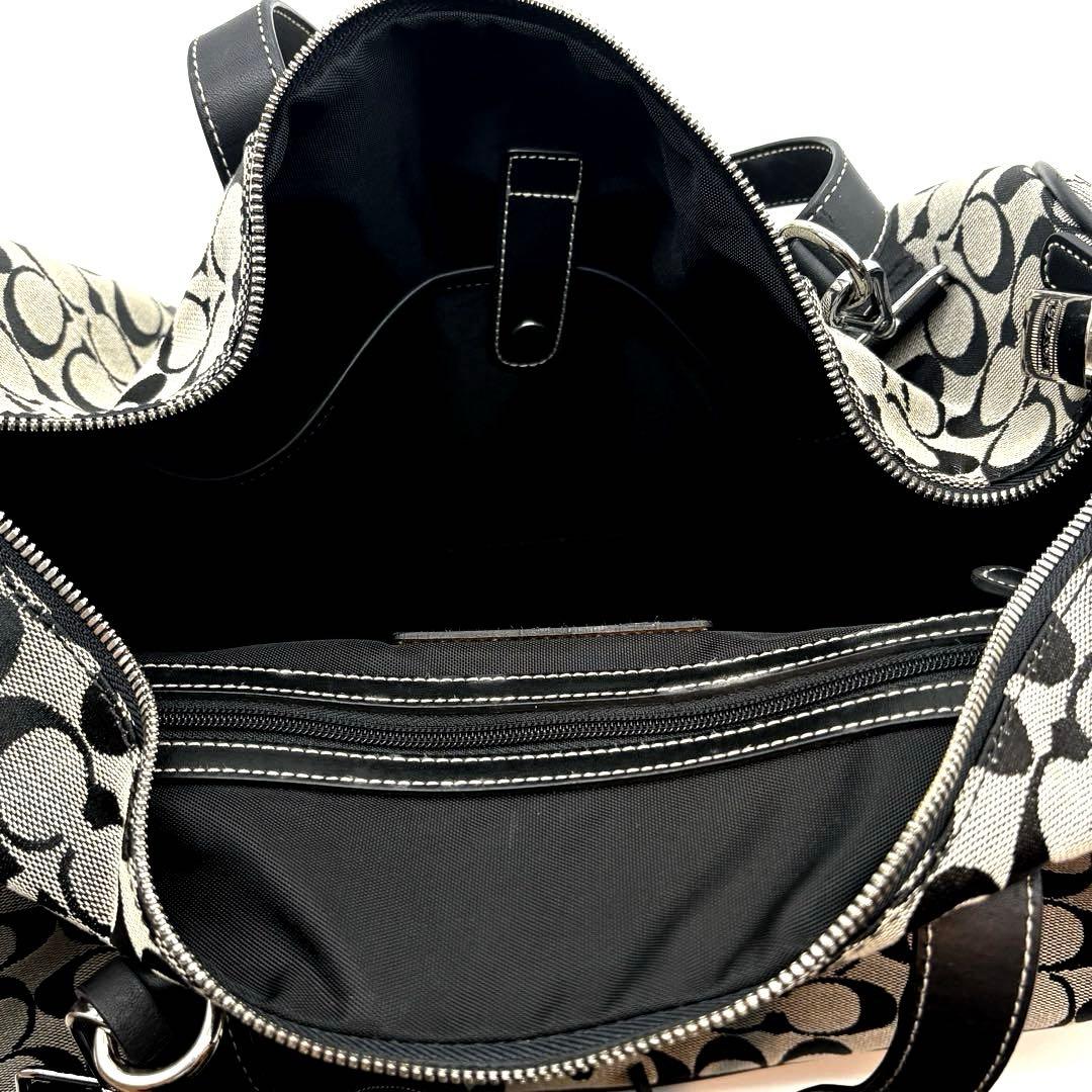 美品COACH コーチ 2way ボストンバッグ シグネチャー ブラック グレー