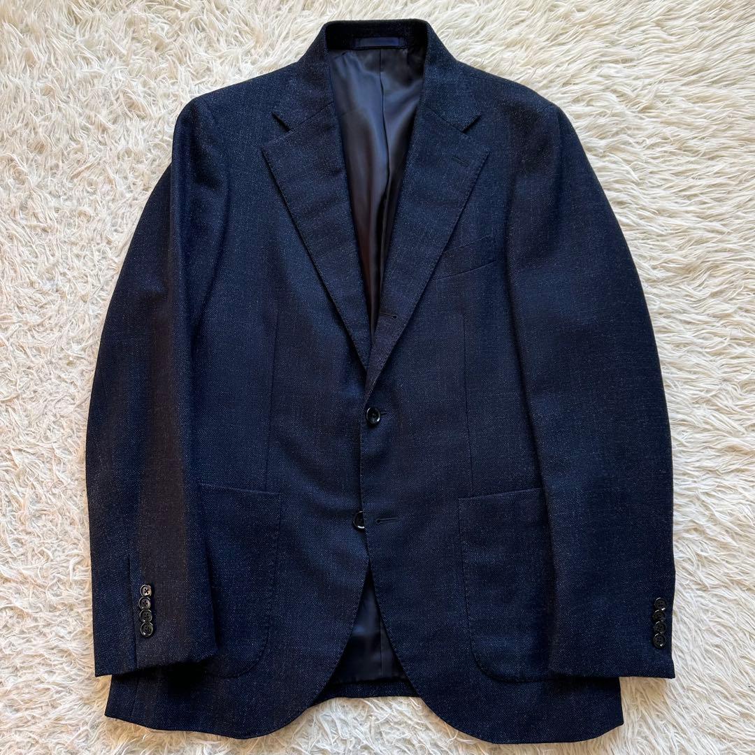 美品✨シップス×ロロ・ピアーナ　段返り　ジャケット　シルク　カシミヤ　ネイビー