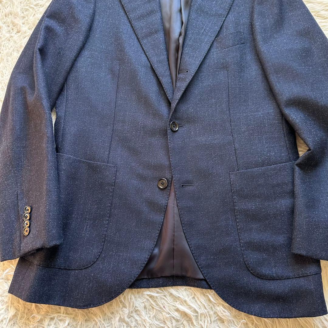 美品✨シップス×ロロ・ピアーナ　段返り　ジャケット　シルク　カシミヤ　ネイビー