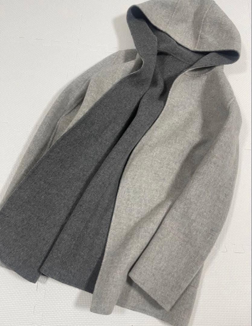 theory カシミヤブレンド　ダブルフェイス　フーデットコート　リバーシブル