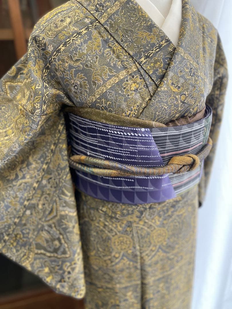 よ*し様 M3.2 前田仁仙作家　落款あり　パールトーン　お召訪問着　一方付け