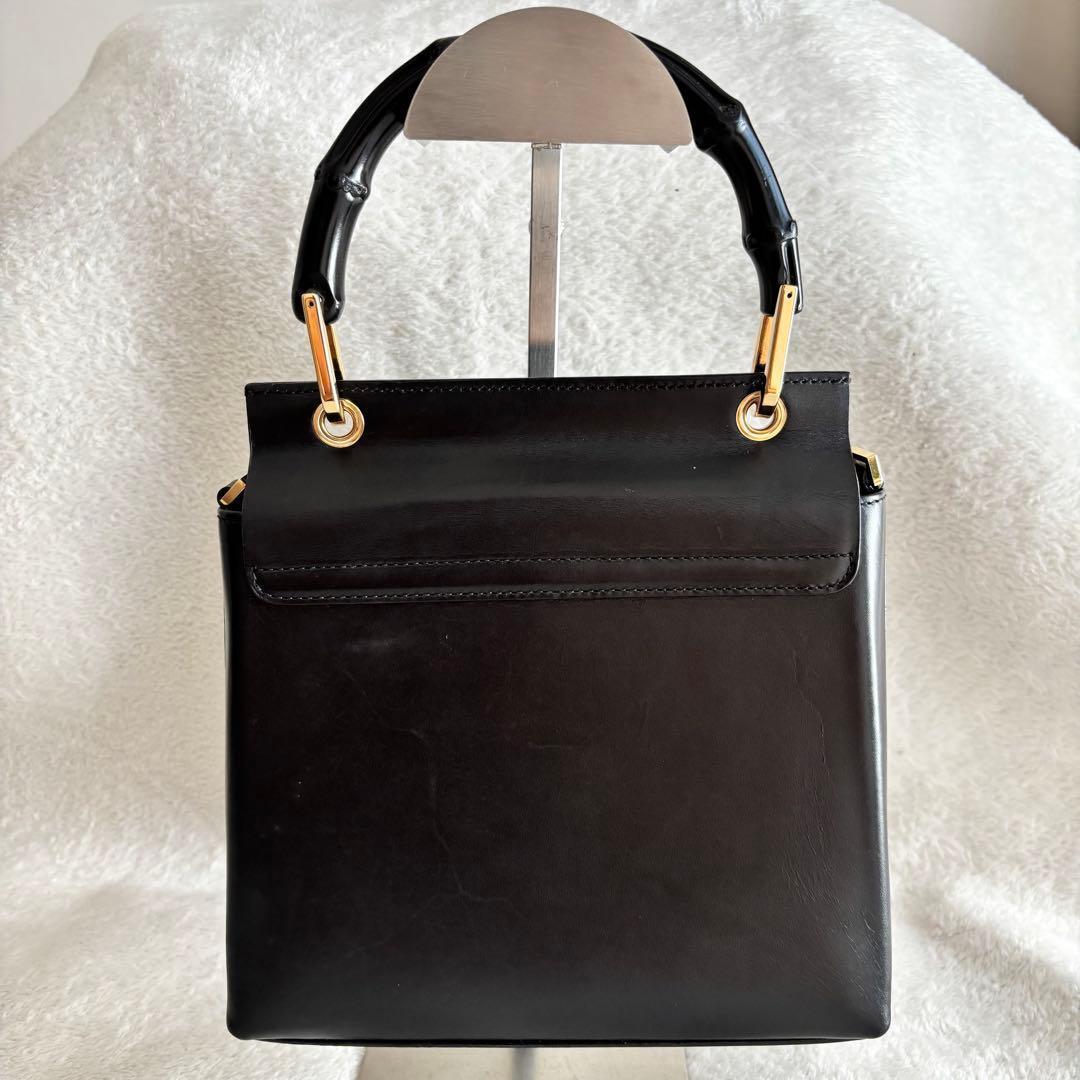 ✨美品✨ GUCCI グッチ バンブー ハンドバッグ レザー 本革 ブラック 黒