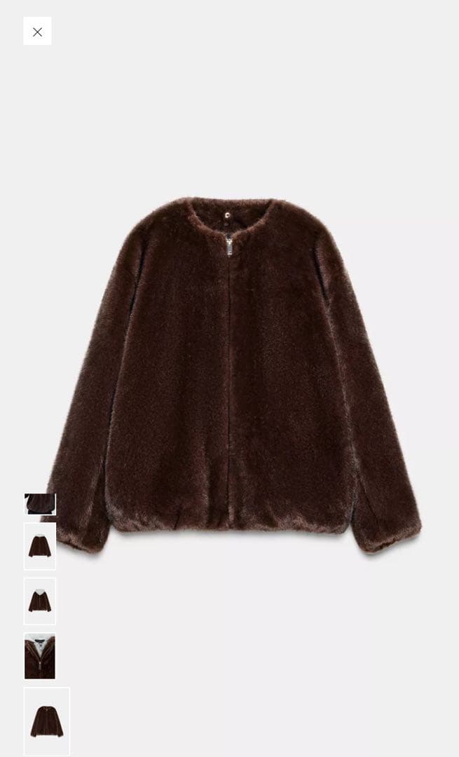 ZARA コントラストフェイクファー ボンバージャケット