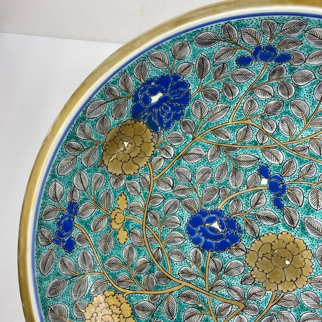 天保3年　古伊万里　極彩色　牡丹文　大皿　木箱付　タエオ　東さ7-0202☆2F