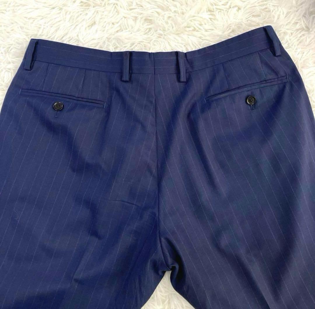 グリーンレーベルリラクシング　スーツ　チョークストライプ　ネイビー　3ピース