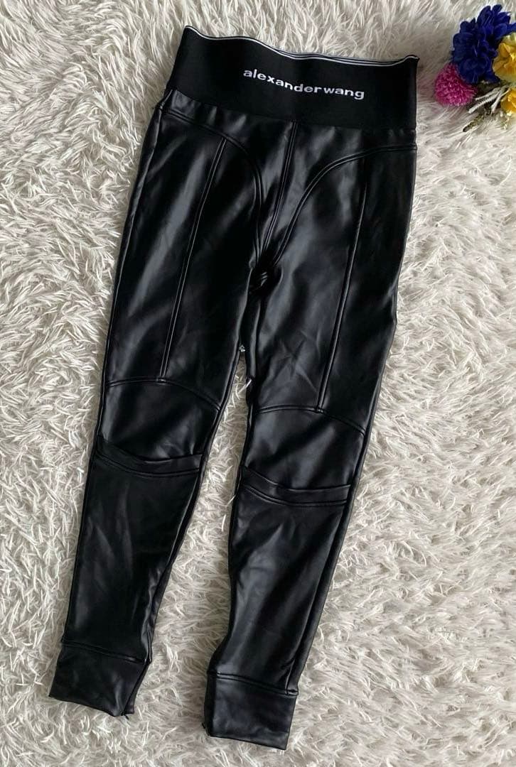 アレキサンダーワン alexander wang レザーパンツ　ロゴウエスト