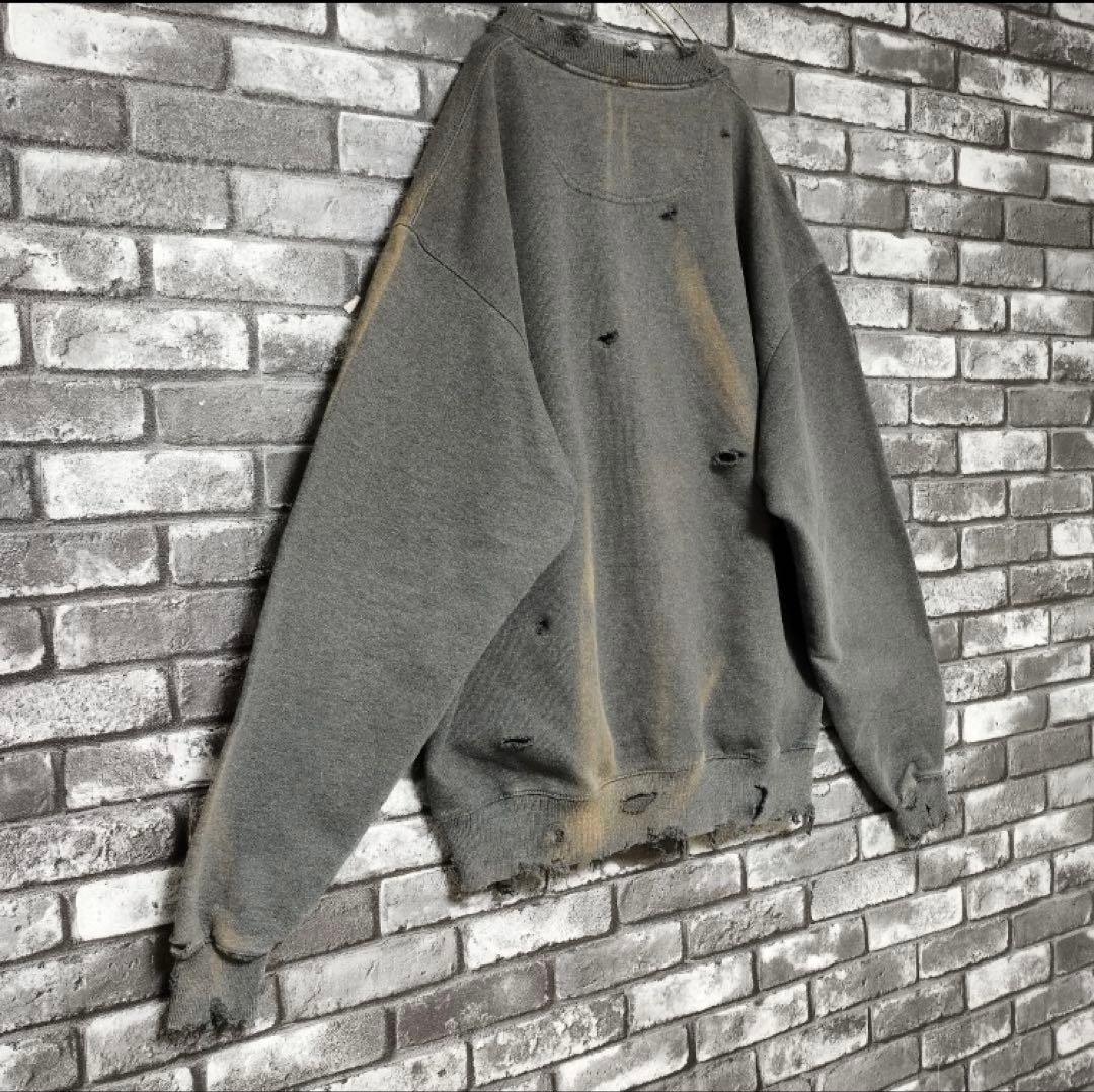 鬼フェード チャンピオン クラッシュ ボロスウェット グランジ ダメージ 袖太