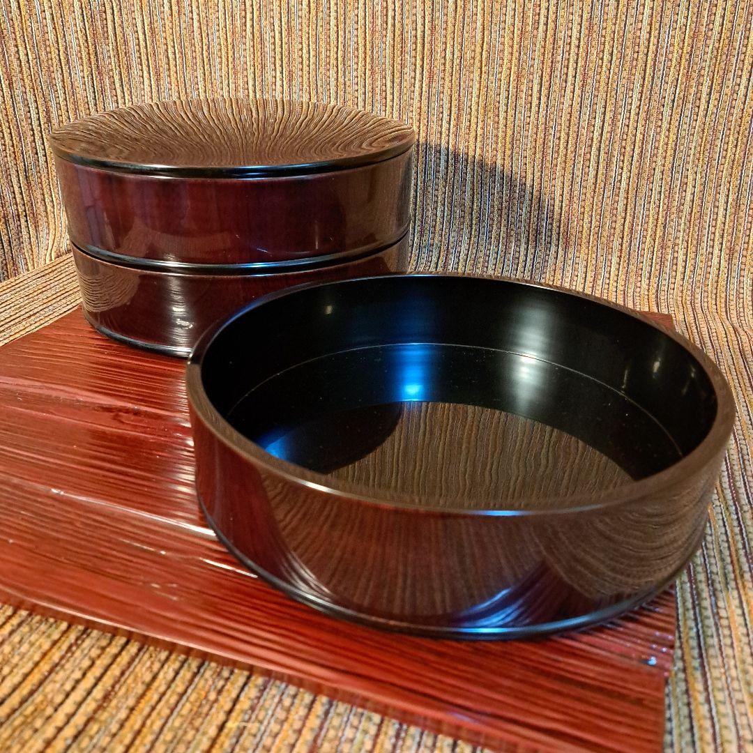 田中重希の拭 漆塗り重箱 3層 深い赤色