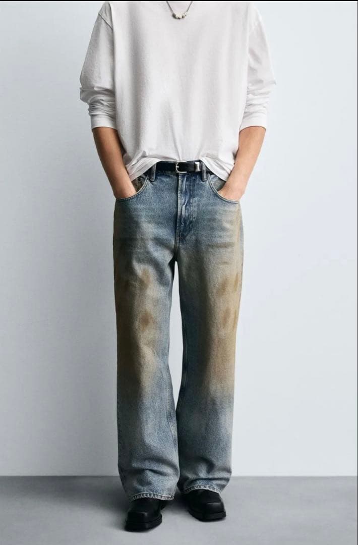 ZARA ヴィンテージ加工バギーフィットジーンズ　EU44