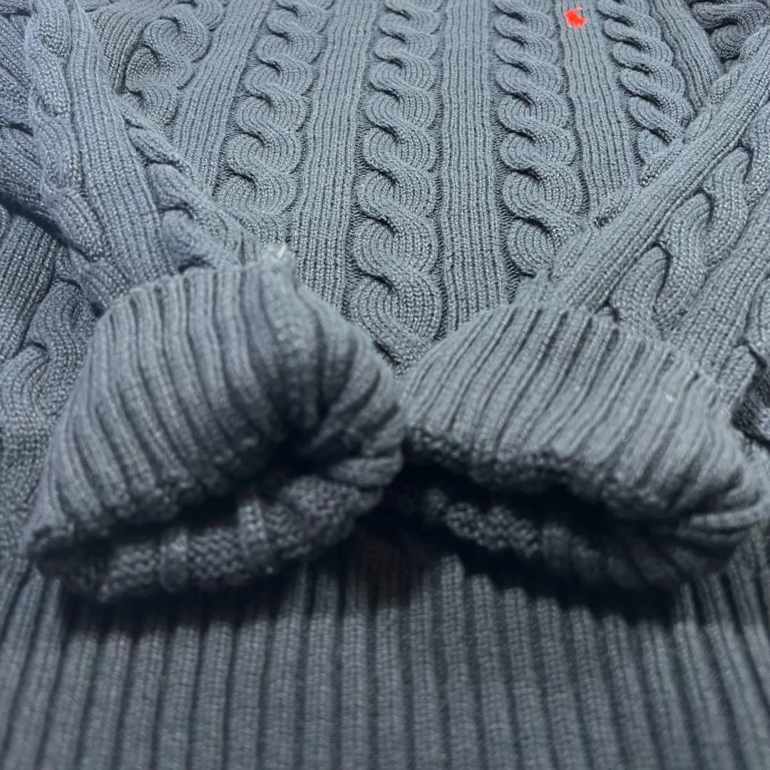 極美品✨ポロラルフローレン ケーブルニット コットン 濃紺 赤ポニー 現行 S