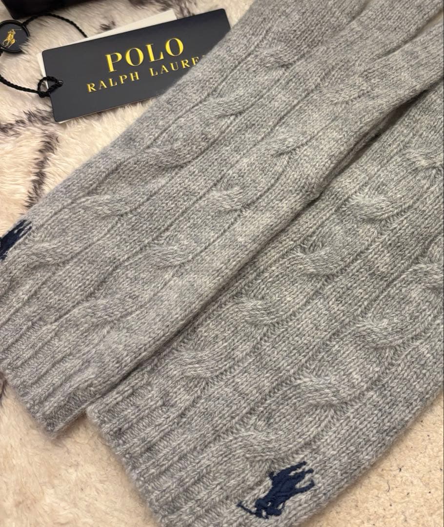 【試着のみ】ラルフローレン ウールカシミヤ 手袋 グレー