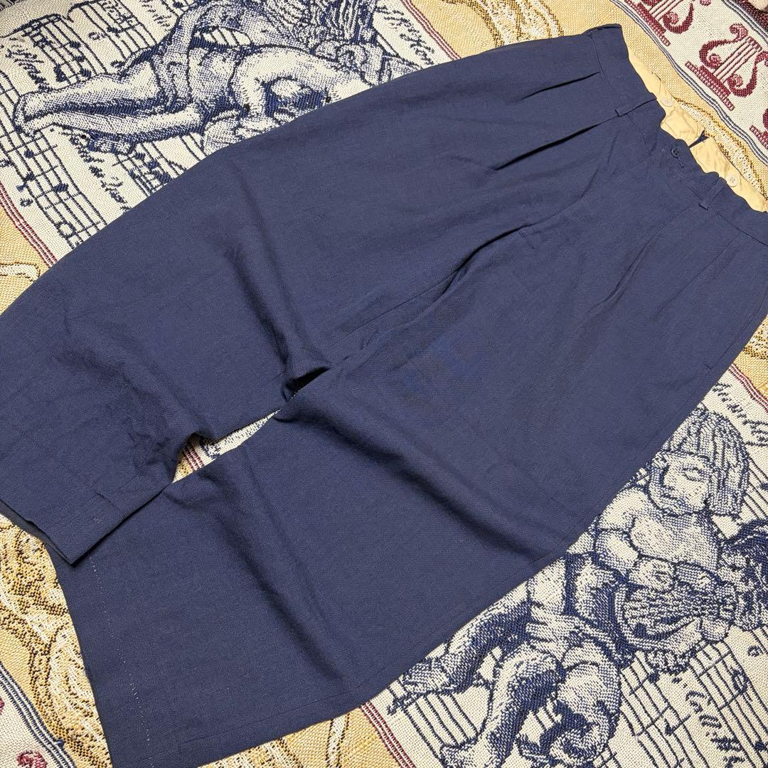 50s 60s 極太 wool slacks ネイビー ギャバジン ギャバスラ