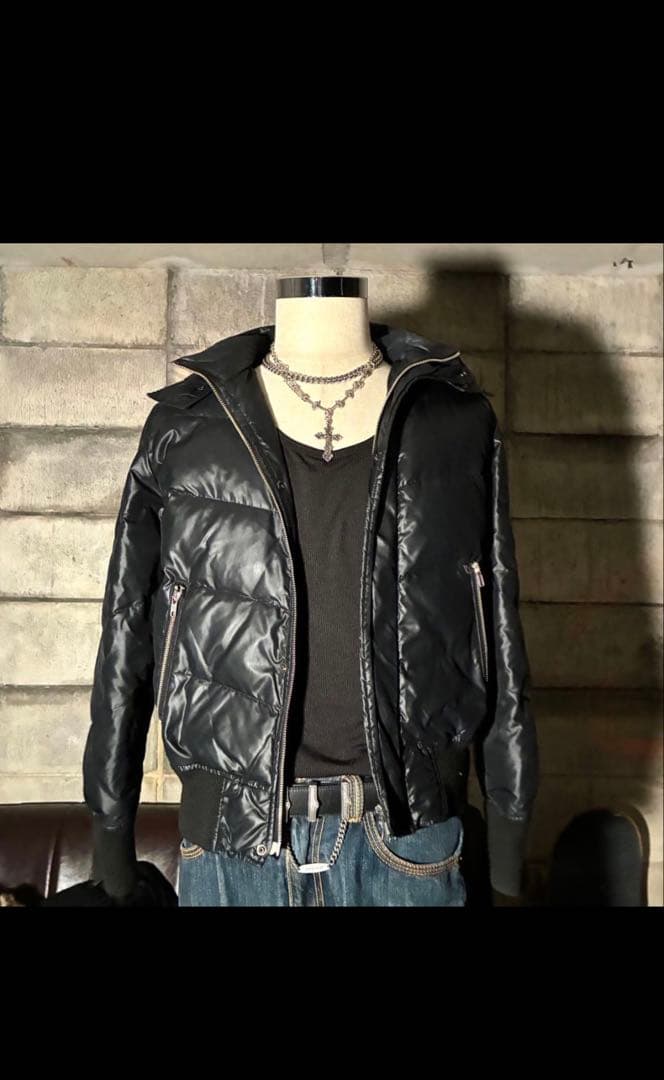 平成　お兄系　ダウンジャケット　リアルファー　グランジ　Y2K ダブルジップ