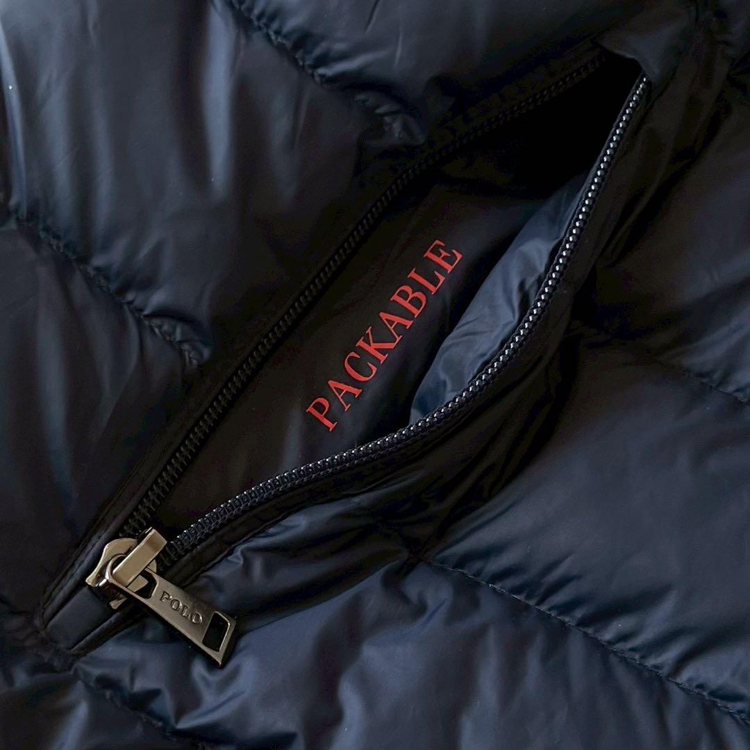 美品 Polo Ralph Lauren ライトダウンジャケット ネイビー 刺繍