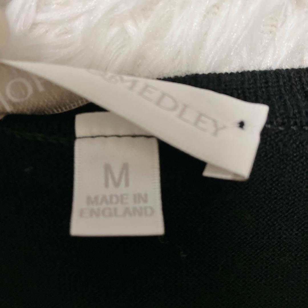 美品 ジョンスメドレー　メリノウール100% ブラック カーディガン M 黒