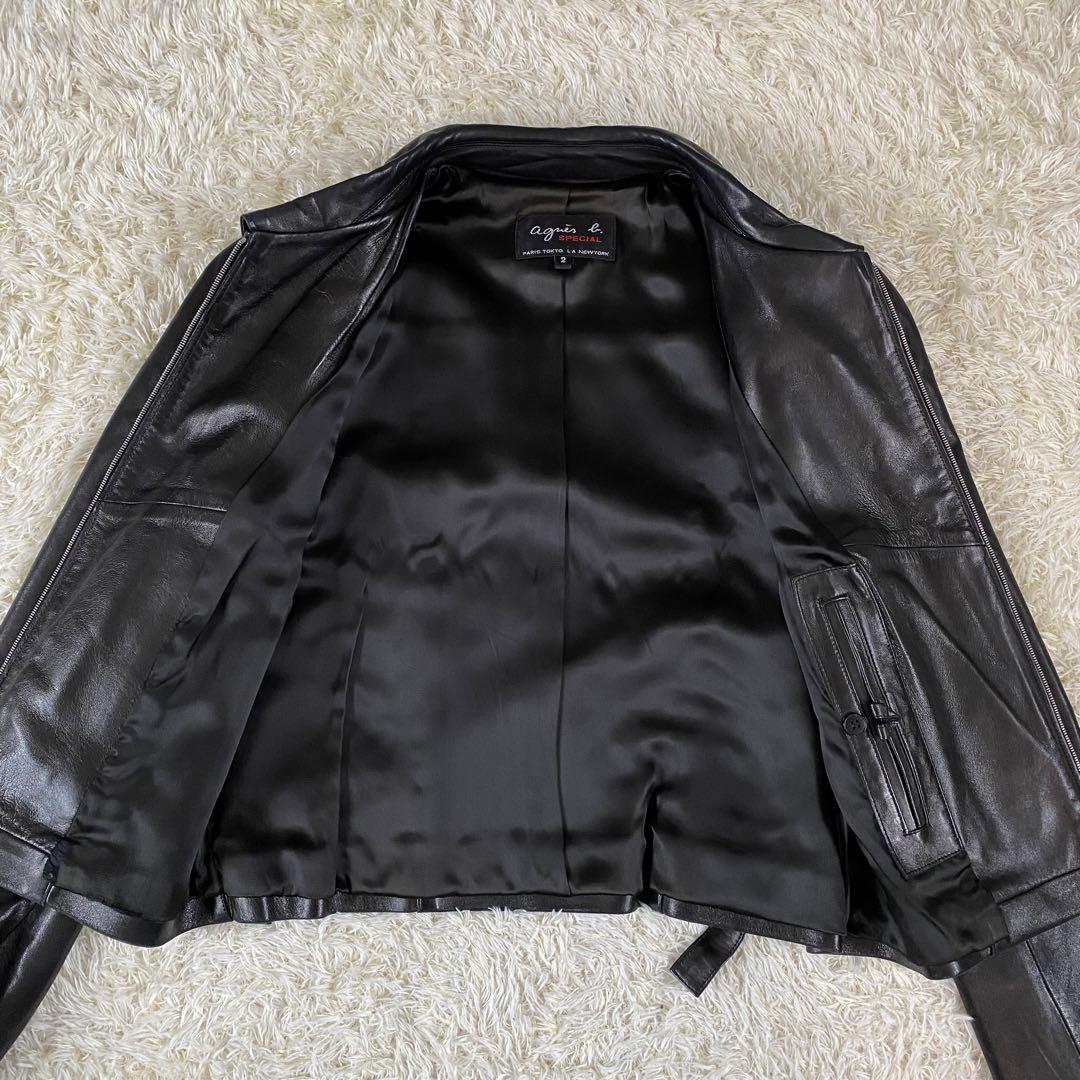 【美品】アニエスベー スペシャル シングル ラムレザージャケット　黒　サイズ２