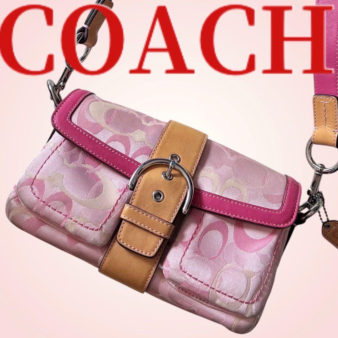 COACH コーチ SOHO ソーホー ショルダーバッグ シグネチャー ピンク