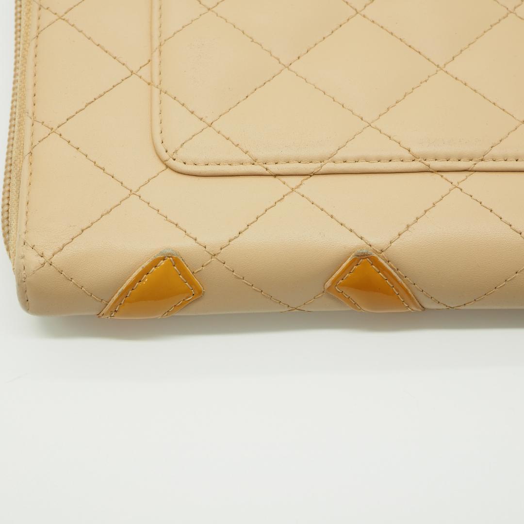 【美品】CHANEL カンボンライン オーガナイザー 長財布 ベージュ×オレンジ