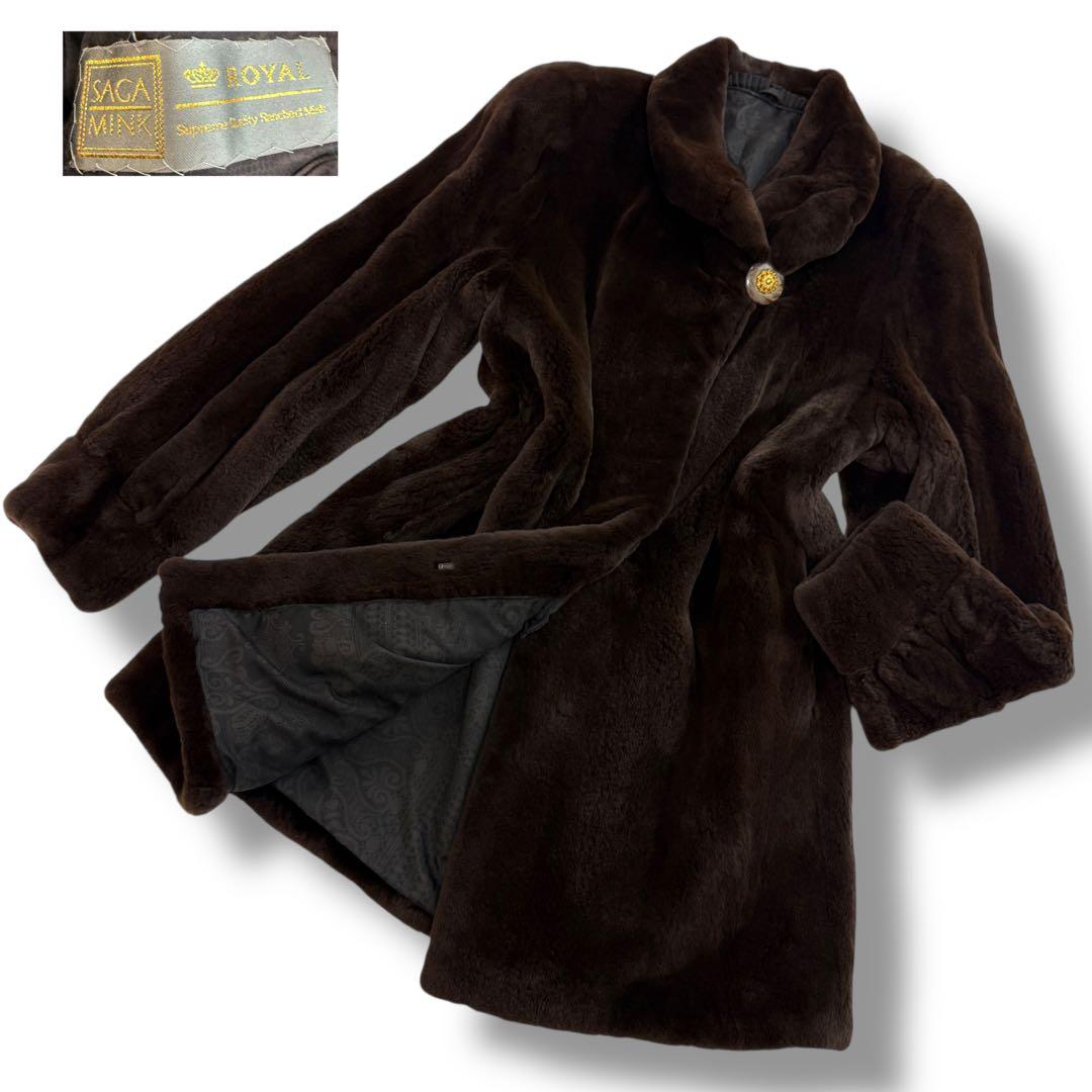 サガミンクロイアル 1994 毛皮 リアルファーコート シェアードミンク 総柄
