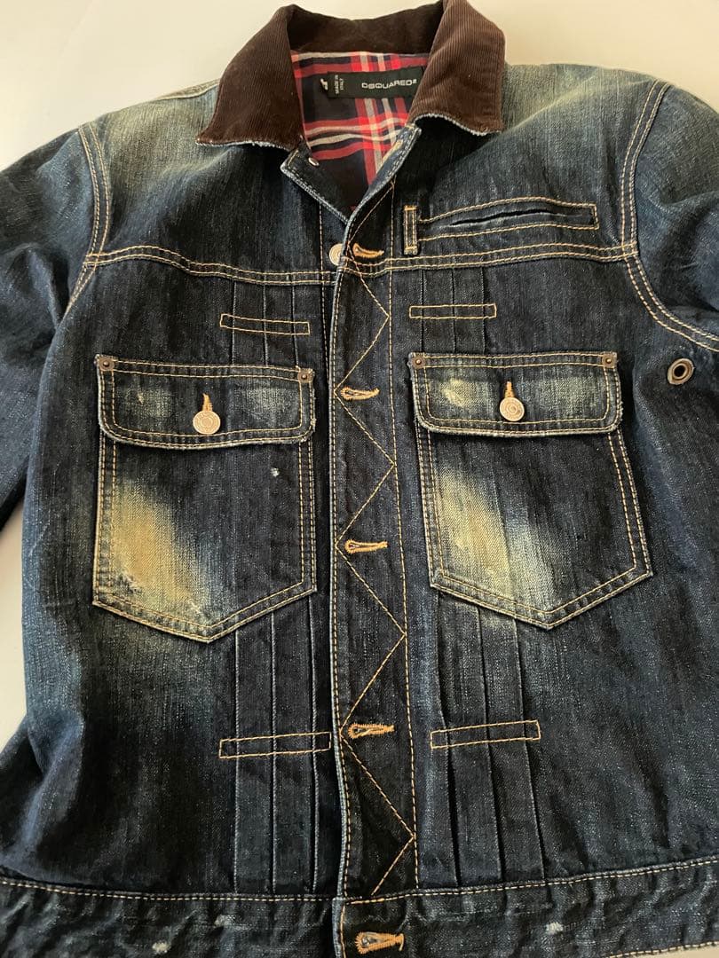 DSQUARED 2デニムジャケット コーデュロイ襟、裏地付き　サイズ50