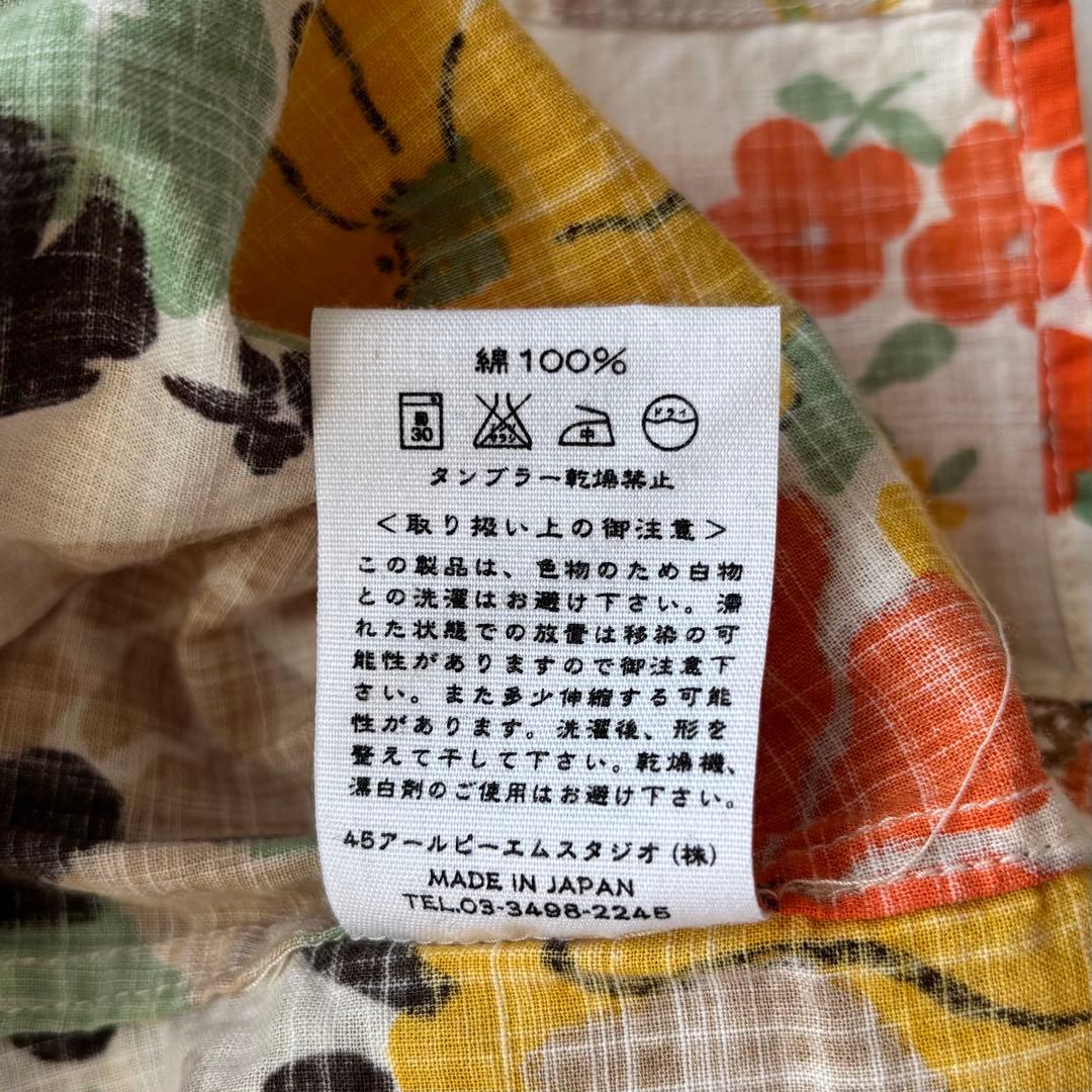 45rpm 長袖ブラウス　チュニック　花柄　マルチカラー　リボン　コットン100