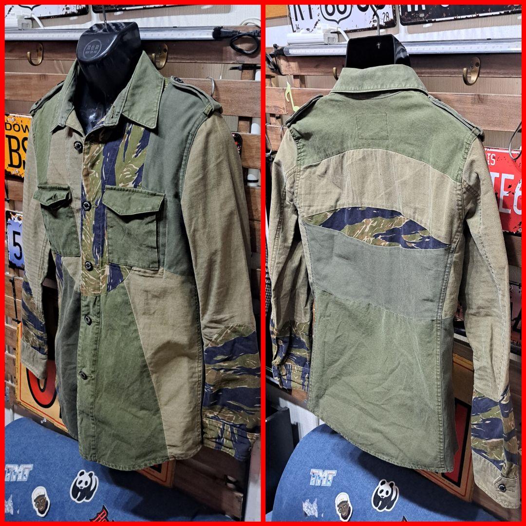 定価7.7万　1piu1uguale3 ミリタリー　リメイク　コンバットシャツ