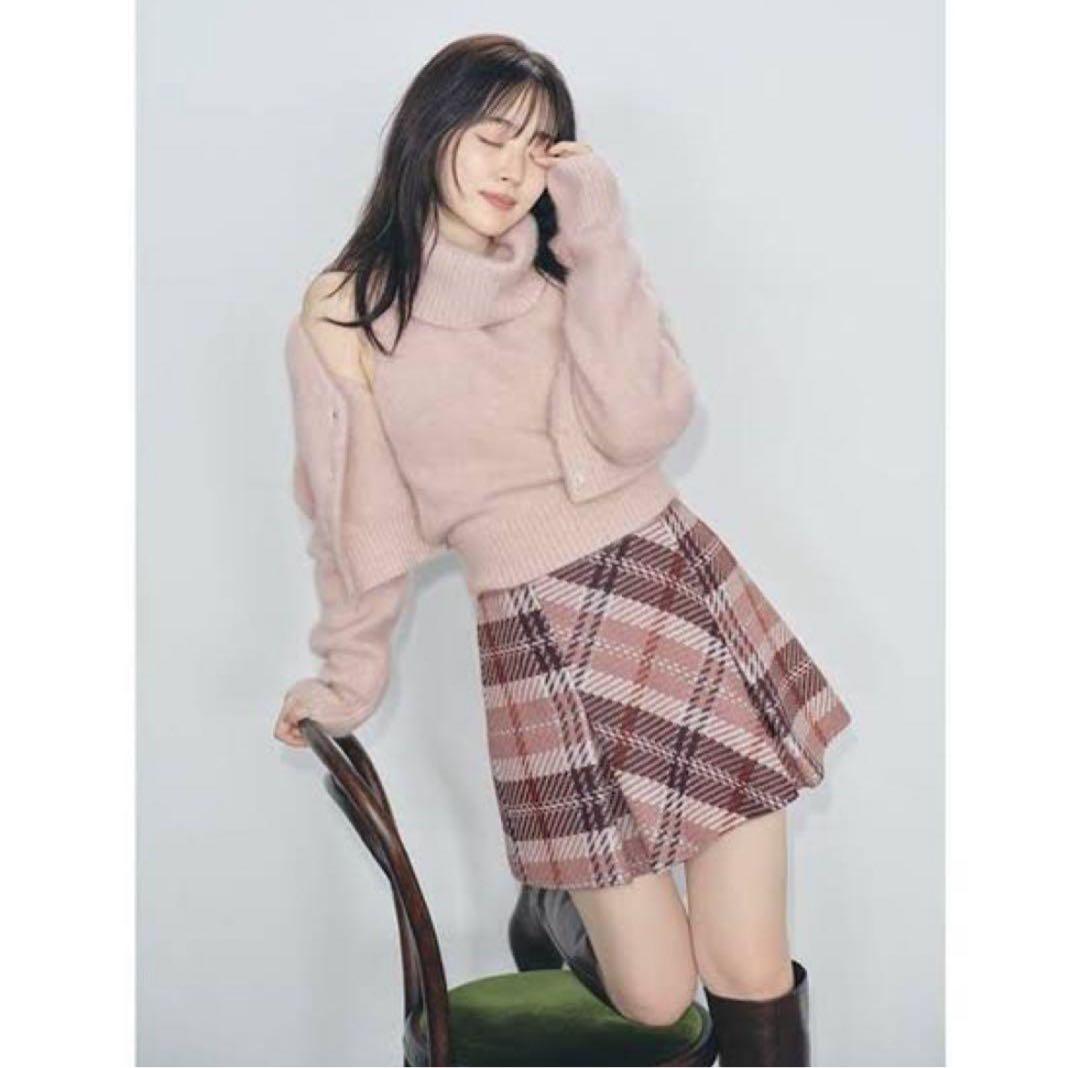 snidel ロービングチェックミニスカート　1