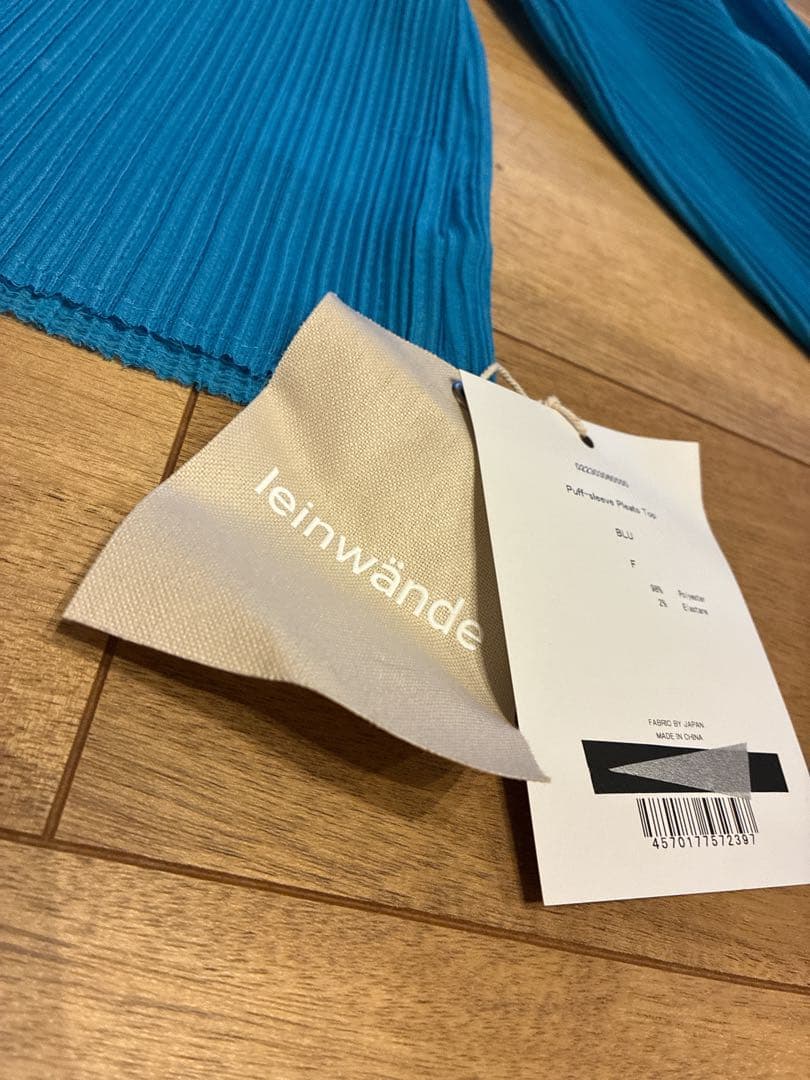 leinwände Puff-sleeve Pleats Top ブルー F