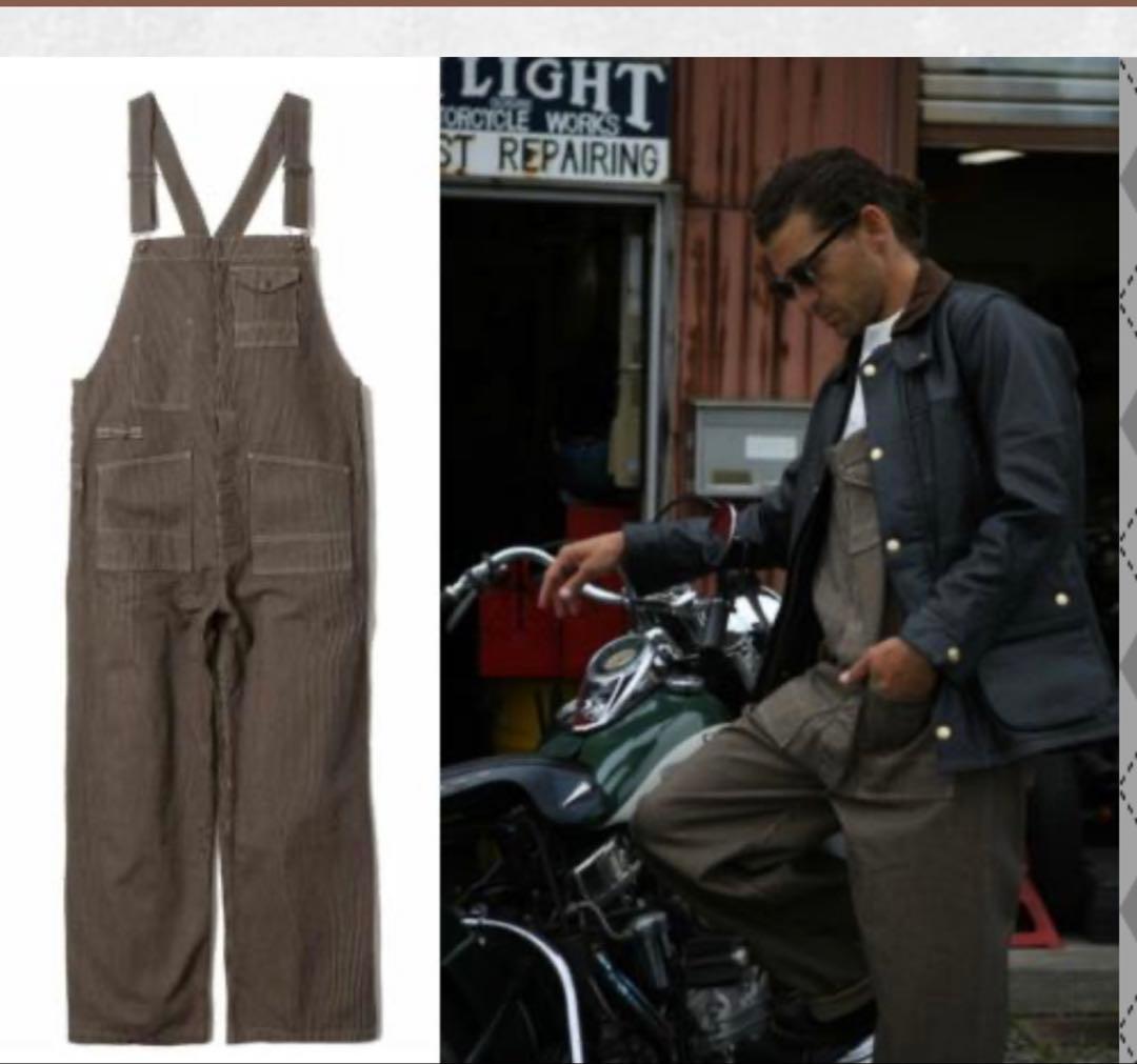 極美品　アットダーティー　ブラウン　ヒッコリー　オーバーオール　AT-DIRTY